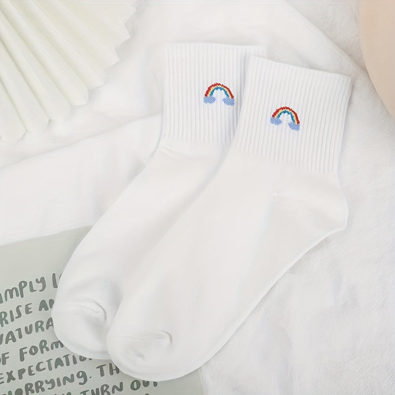 5 Pairs Cartoon Weather Print Socks Women's Stockings
