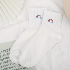 5 Pairs Cartoon Weather Print Socks Women's Stockings