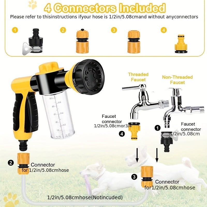 Foam Water Gun for High Pressure Car Washing with 4 Connectors