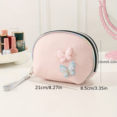 Pink Glitter Butterfly Makeup Toiletries Bag