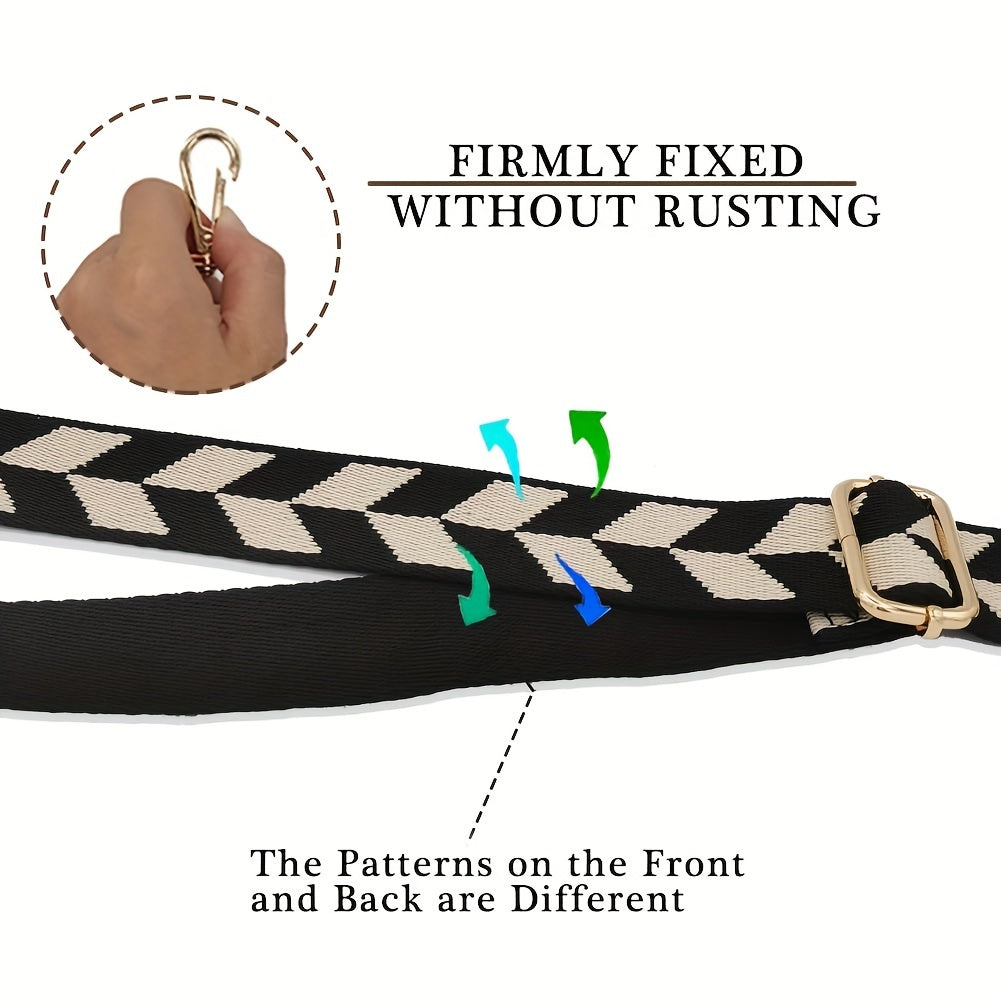 Geometric Pattern Bag Strap Wide Shoulder Replacement