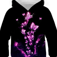Kids Cartoon Butterfly 3D Print Hooded Sweatshirt Teen Stylish Hoodie