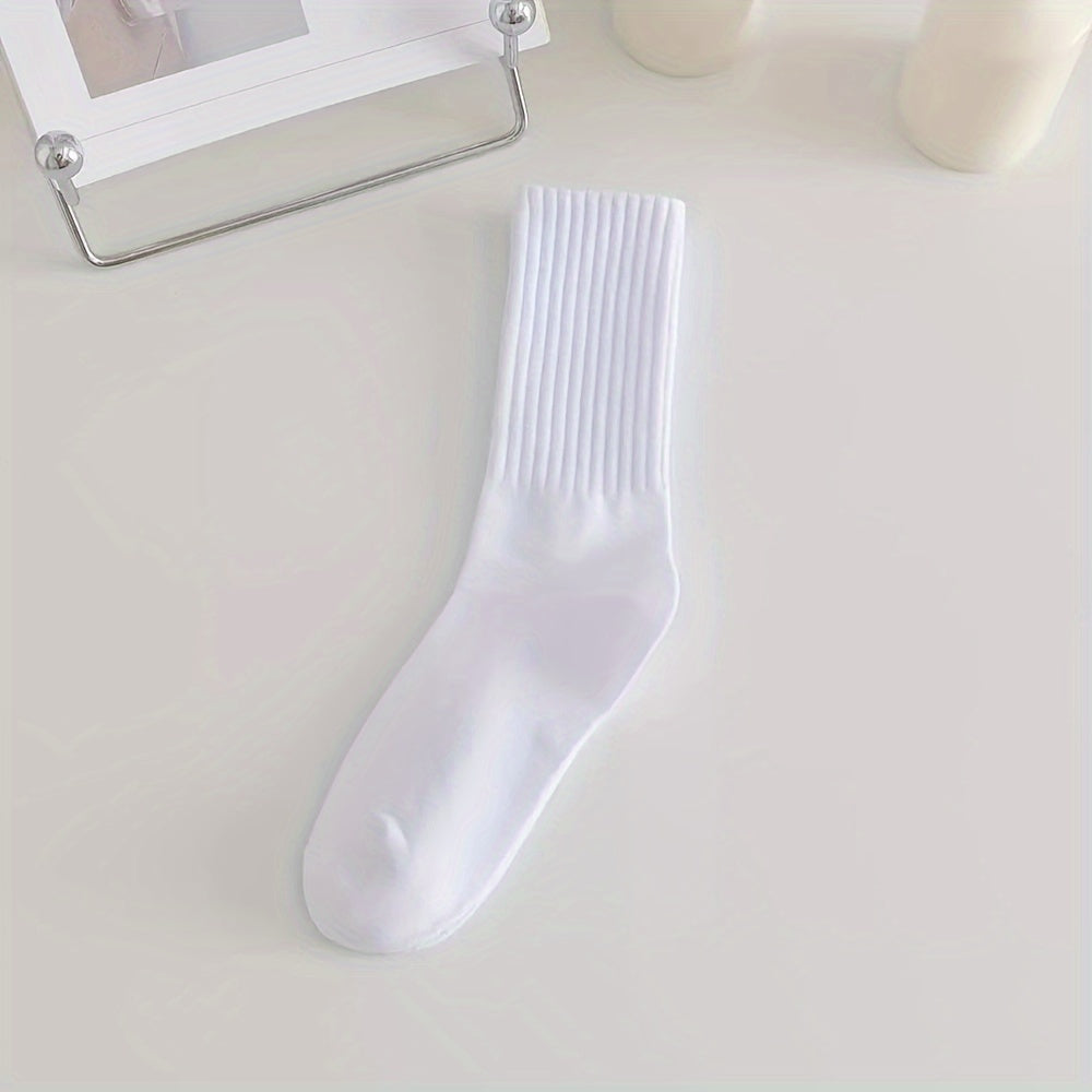 Solid Socks Comfy & Soft Mid Tube Socks Women's Stockings & Hosiery