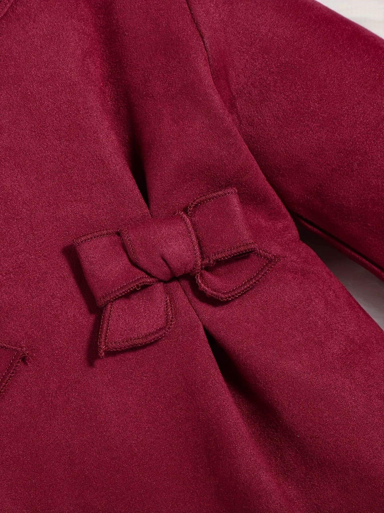 Cute Bow Front Ruched Long Sleeve Dress for Girls