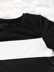 Colorblock Short Sleeve Top & Drawstring Sweatpants Set