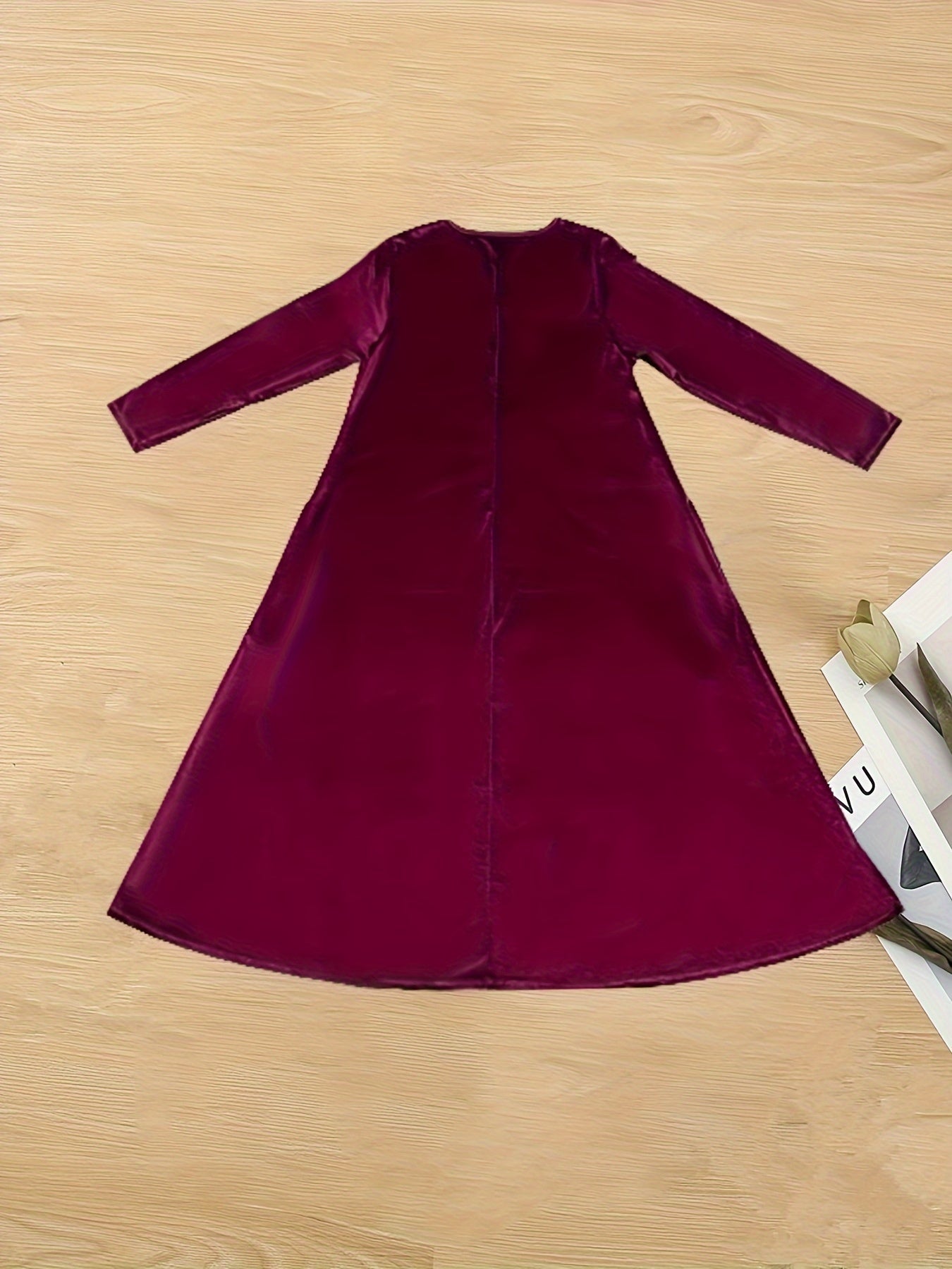 Solid Long Sleeve Maxi Dress With Pockets