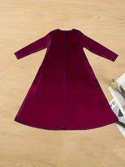 Solid Long Sleeve Maxi Dress With Pockets