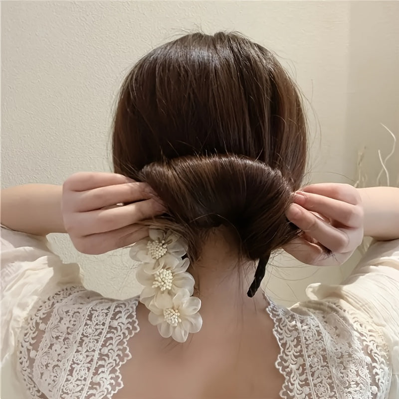 Flexible Flower Hairpin for Women Girls Bun Hair Curler Maker