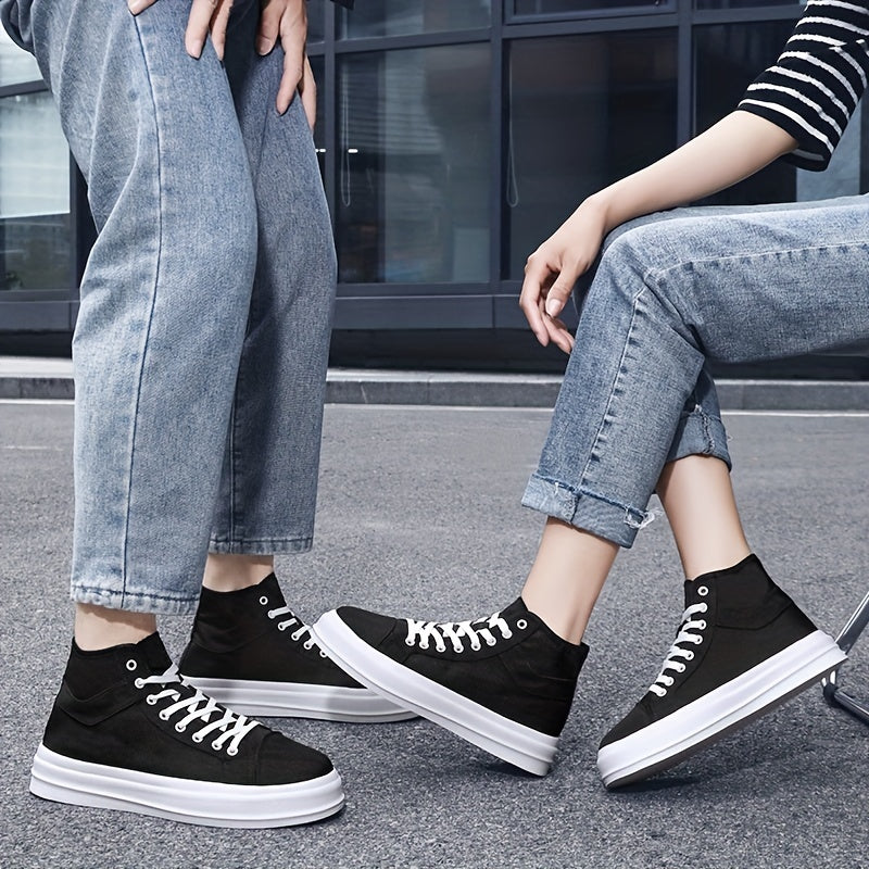 High Top Lace Up Canvas Shoes Non Slip Casual Flats