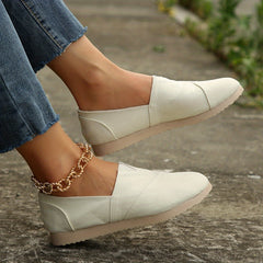 Women's Solid Canvas Slip On Shoes Lightweight Low Top Walking Shoes