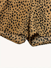 Leopard Print High Waist Shorts Casual Loose Wide Leg Shorts Women's Clothing