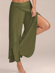 Wide Leg Workout Pants High Waist Solid Casual