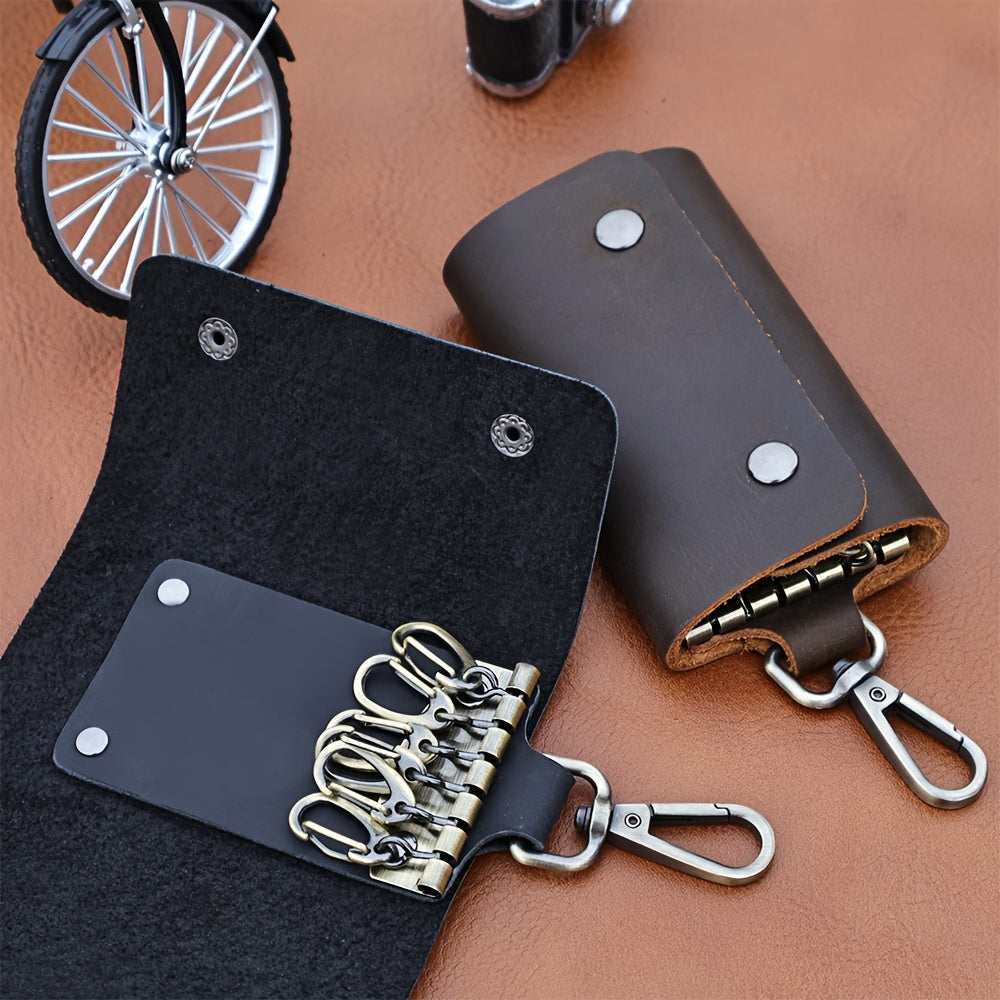 Vintage Cowhide Keychain Waist Hanging Holder For Outdoor Travel