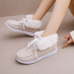 Faux Fur Fleece Lined Snow Shoes Lightweight Winter Boat Shoes