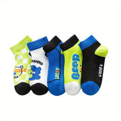5 Pairs Kids Bear Socks Comfortable Low Cut Ankle Socks Boys Girls Cotton
