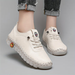 Women's Lace Up Flat Sneakers Soft Sole Casual Walking Shoes