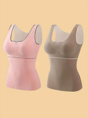 2pcs Seamless Thermal Underwear Sleeveless Top