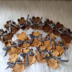 Crochet Knit Bear Ribbon Hair Clip for School Bag Doll Decoration