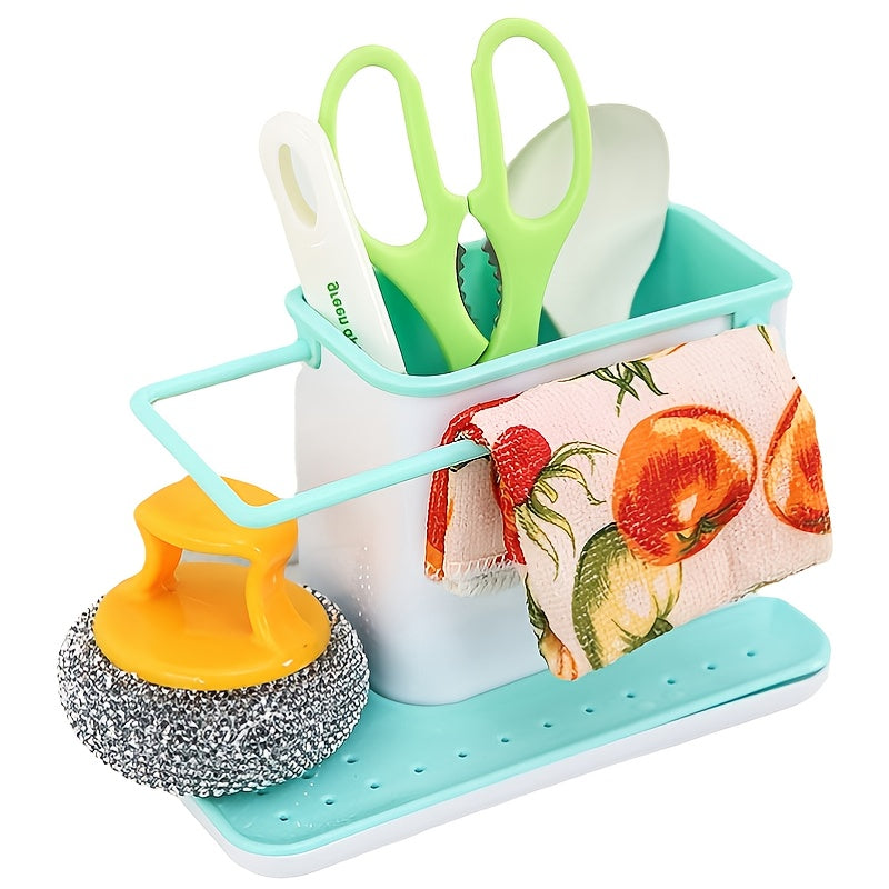 Kitchen Sponge Storage Rack - Dish Soap and Cleaning Supplies Organizer