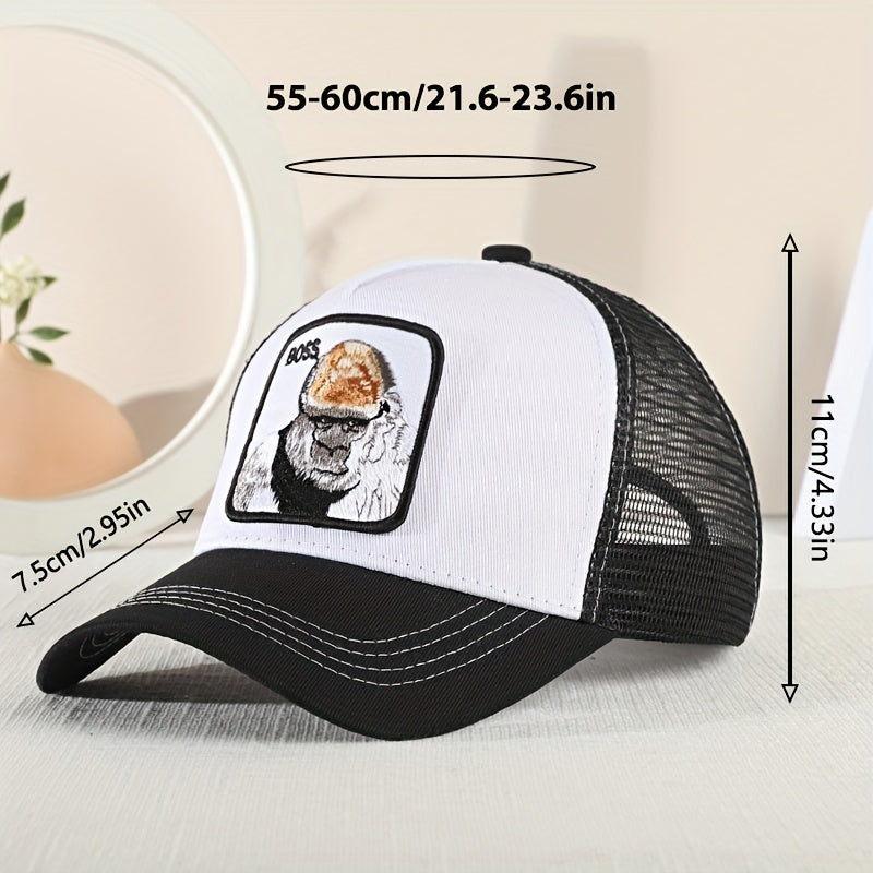 Orangutan Embroidered Baseball Cap Men's Mesh Peaked Cap