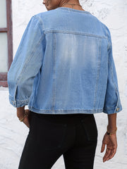 Casual Round Neck Denim Jacket Women's Coats