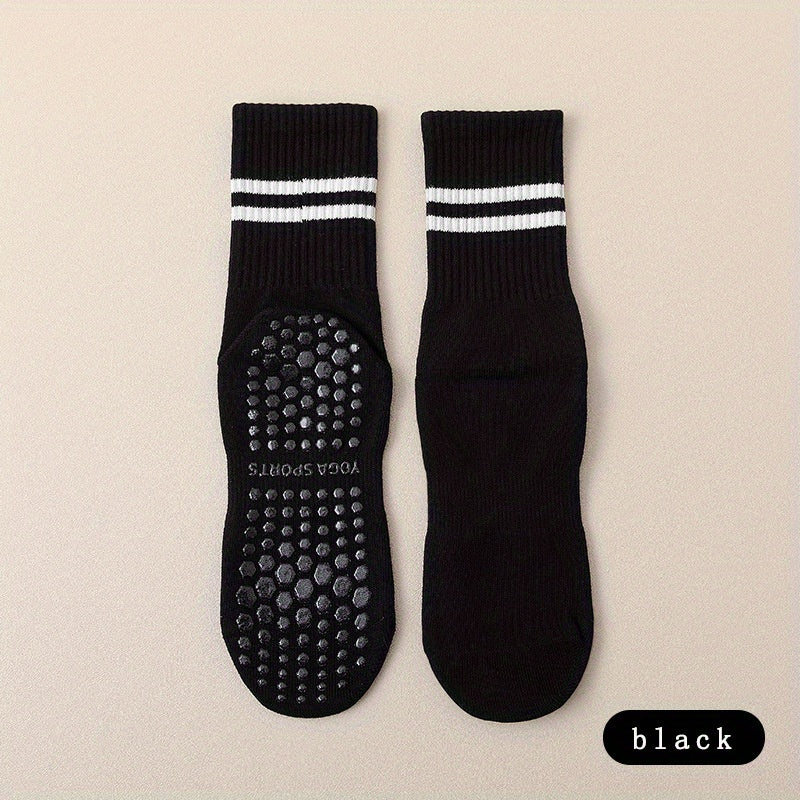 3 Pcs Striped Non-slip Yoga Socks for Pilates Barre Fitness