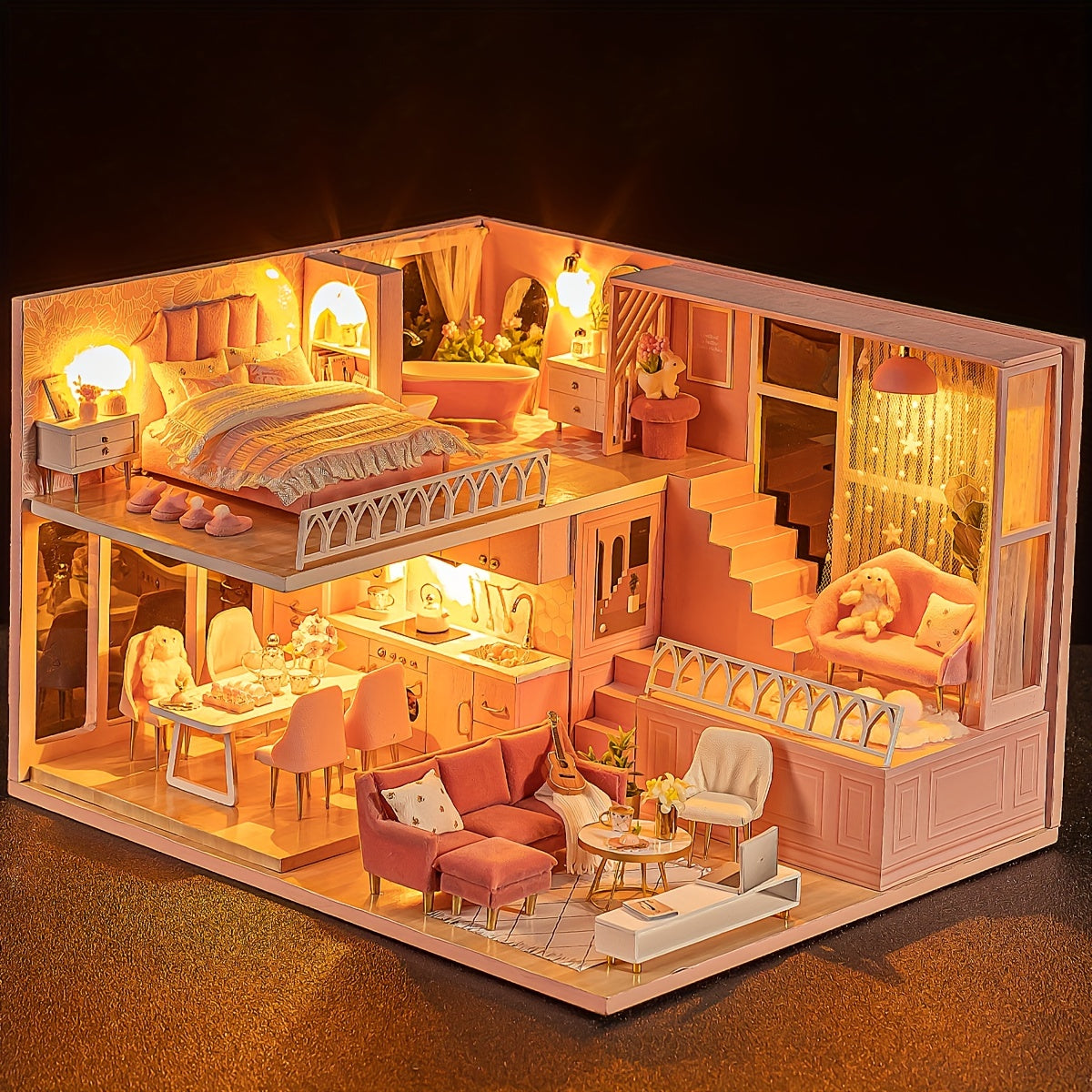 Girl Princess DIY Dollhouse Kit Assembled Building Model with Furniture