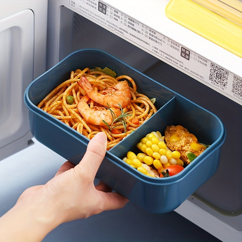 Rectangular Compartmented Lunch Box w/ Chopsticks & Spoons Food Container