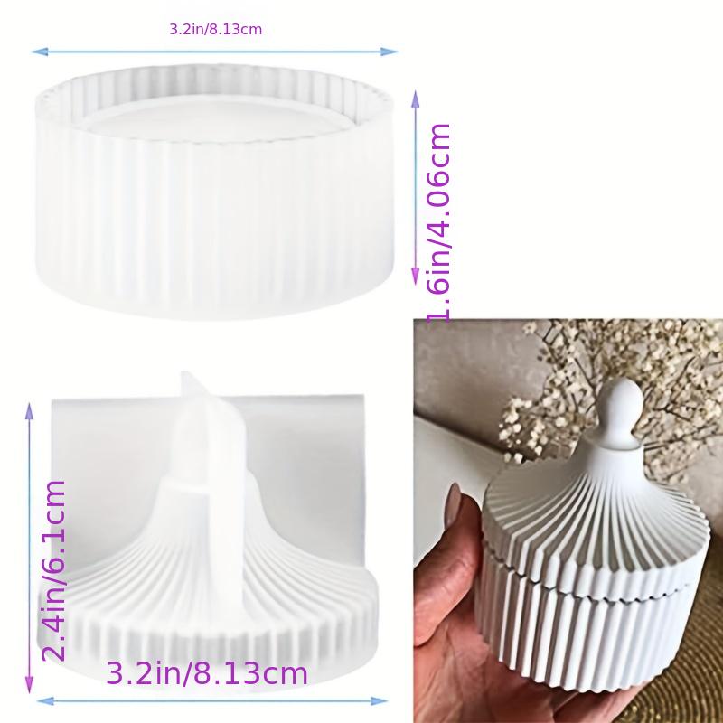 Circular Striped Storage Box Silicone Mold With Lid