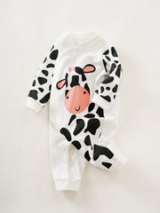 Baby Boy Cow Print Long Sleeve Cotton Onesie