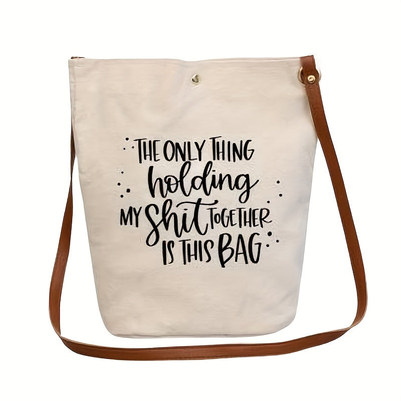 Letter Print Canvas Tote Bag for Outdoors