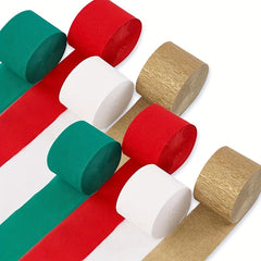 Christmas Crepe Paper Streamers Set Green Red Golden for Party Decorations