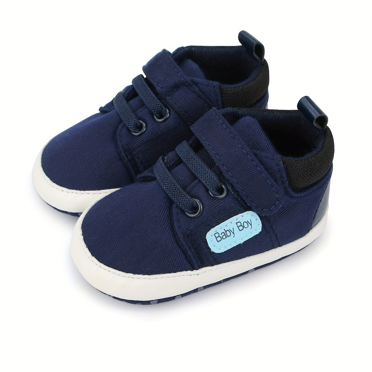 Baby Boys Hook and Loop Fastener Sneakers Lightweight Non Slip Shoes