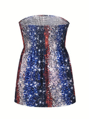 Shirred Block Tube Top Sexy Off Shoulder Summer Sleeveless Tube Top