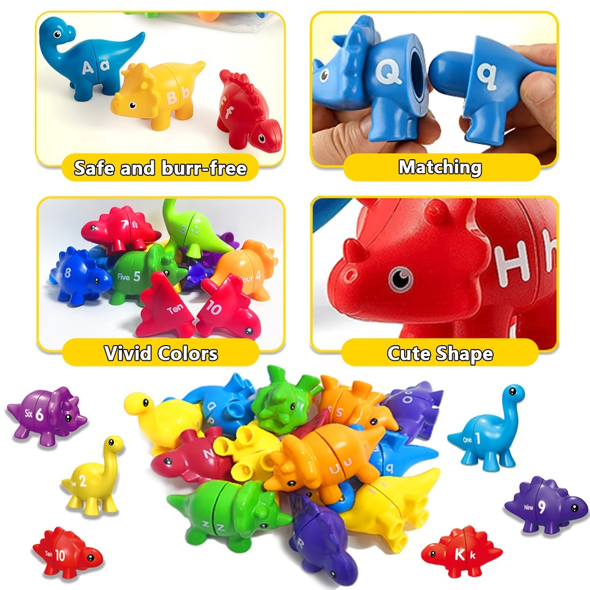 Dinosaur Alphabet Match Game Educational Toy Preschool Learning Montessori