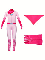 Girls Peach Costume Anime Movie Cosplay Outfit Full Cover Bodysuit