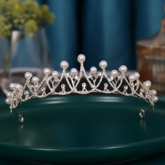 Rhinestone Pearl Crown Headband Bridal Wedding Princess Tiara Birthday