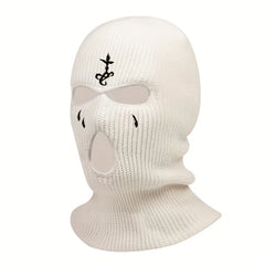 Embroidered Knitted Ski Mask Winter Balaclava 3 Hole Knitted Ski Neck Warmer