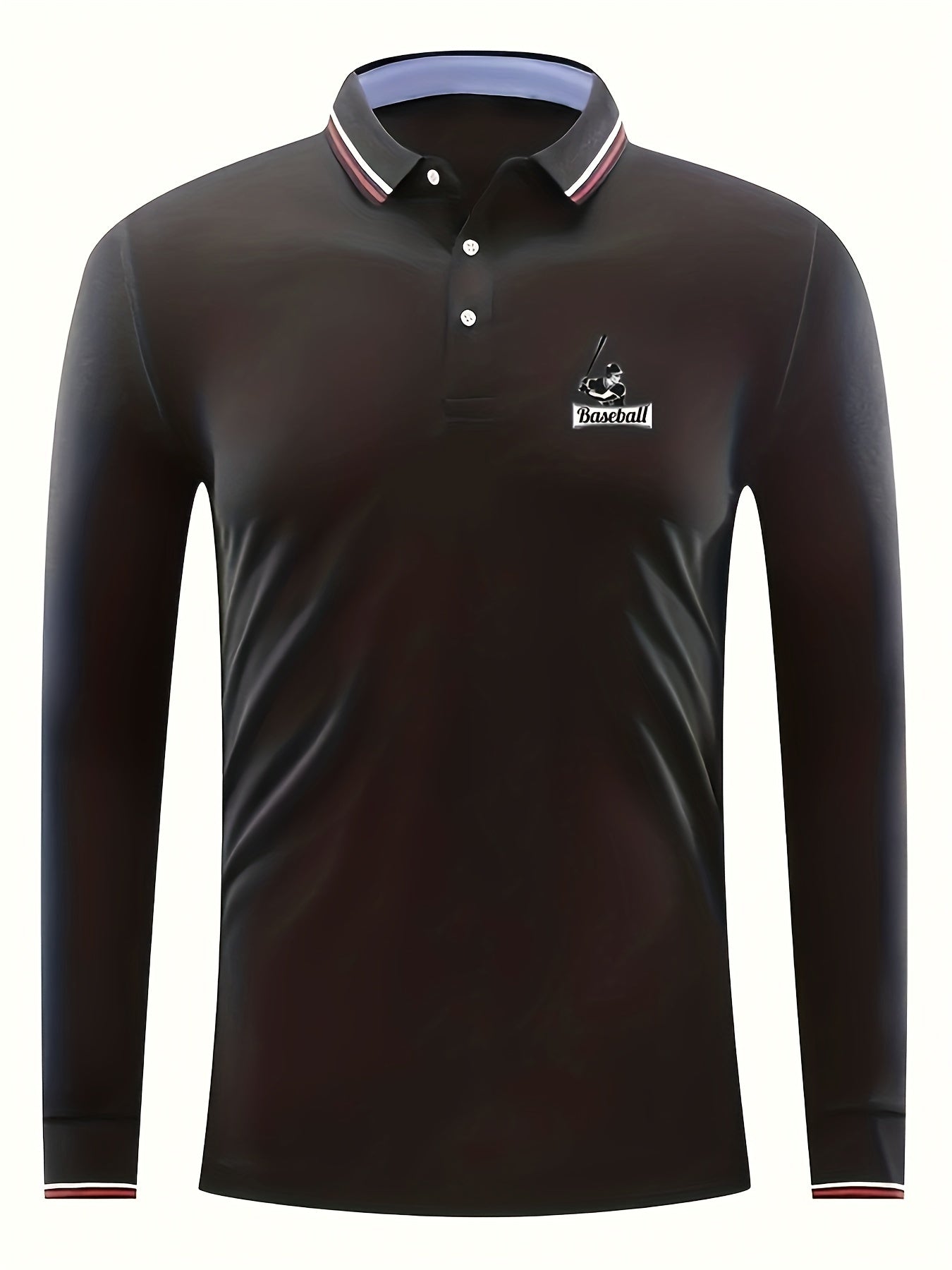 Men's Baseball Print Polo Shirt Casual Slightly Stretch
