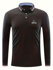 Men's Baseball Print Polo Shirt Casual Slightly Stretch
