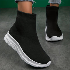 Women's High Top Slip On Sock Sneakers Breathable Knit Shoes