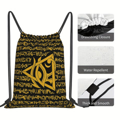 Ancient Egyptian Drawstring Bag Hieroglyphs School Beach Travel Pouch