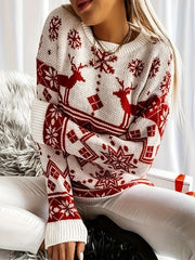 Christmas Casual Sweater Women Round Neck Jumper