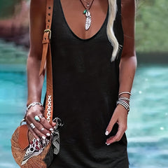 Casual V Neck Sleeveless Tank Dress for Spring & Summer