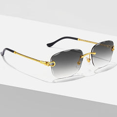 Square Frameless Sunglasses UV400 Retro Vintage Style