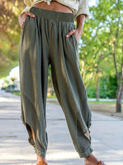 Solid Harem Pants High Waist Casual Pants