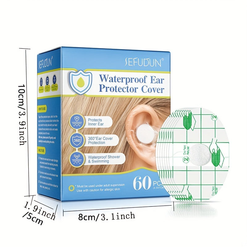 60pcs Waterproof Ear Protection Patch Bathing Swimming Washing Hair