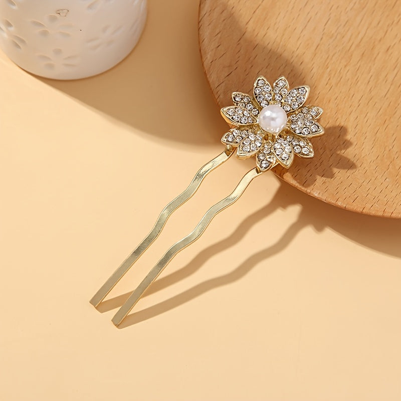 Sunflower Hair Clip Faux Diamond Hairpin