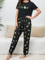 Avocado Lounge Set Short Sleeve Top & Long Pant Women's Sleepwear