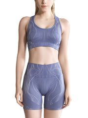 2pcs Seamless Workout Set: Sports Bra & High Waist Shorts